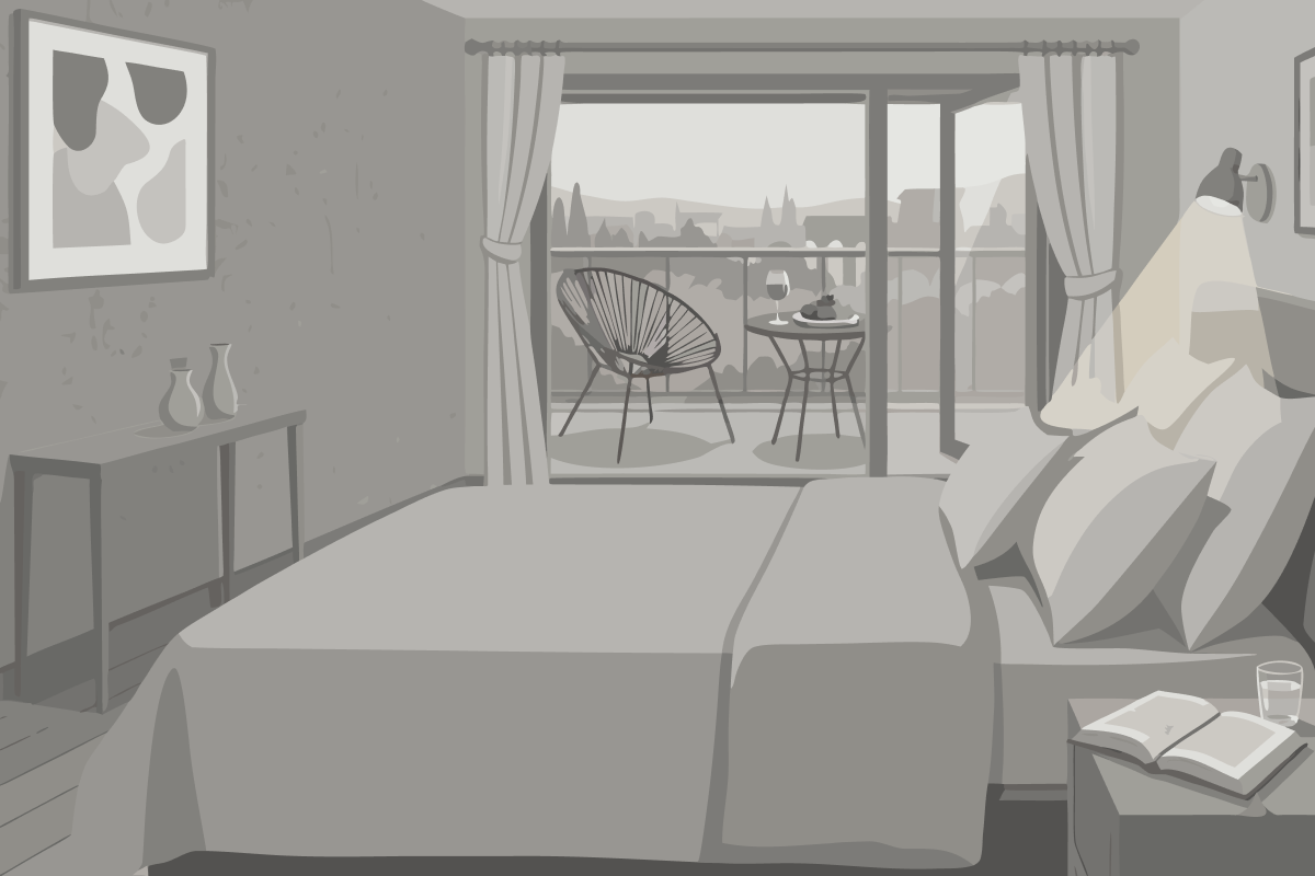 Dreibettzimmer mit Bad